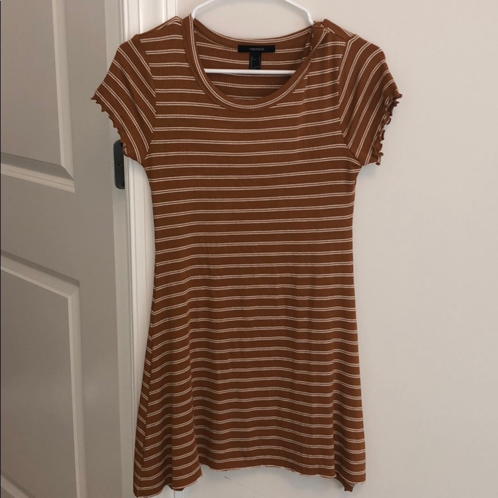 yellow and white striped t shirt dress